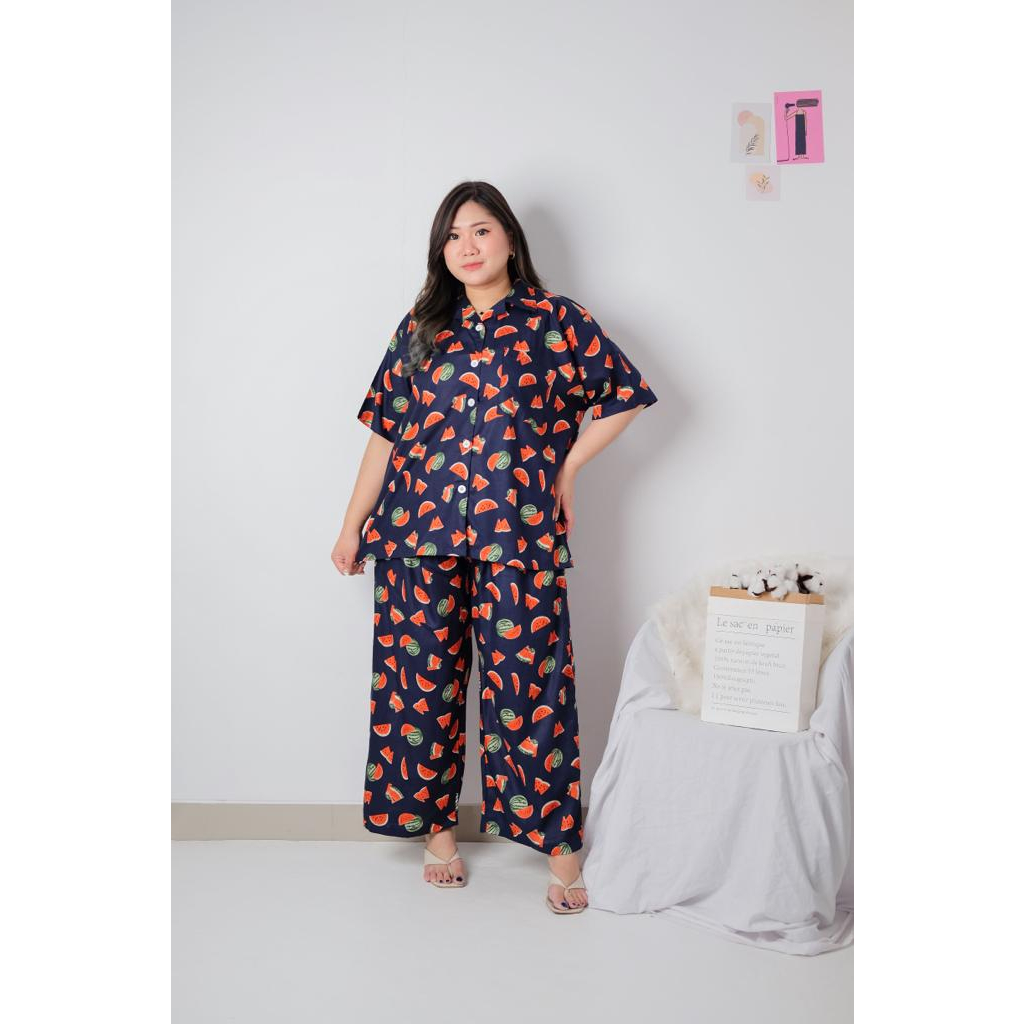 BIGWELL SCARLET SET MOTIF - SETELAN WANITA BIGSIZE - PIYAMA WANITA JUMBO