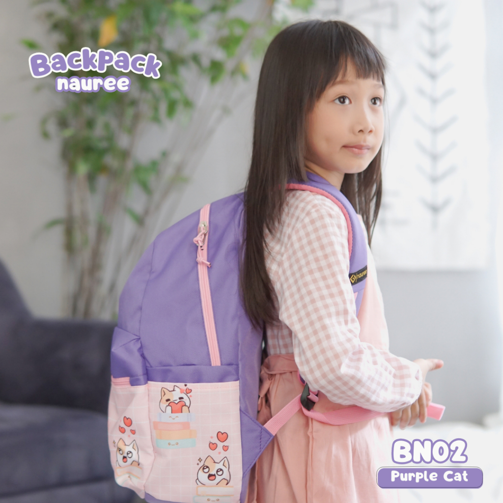 Nauree - Backpack Free Pouch Strap Bahu Empuk Untuk Anak Perempuan Laki Laki Karakter Kartun Gambar Superhero Tali Punggung BN 01 02 03 04 Bahan Cordura Cocok Untuk Anak Sekolah TK SD Modis Berkualitas Awet