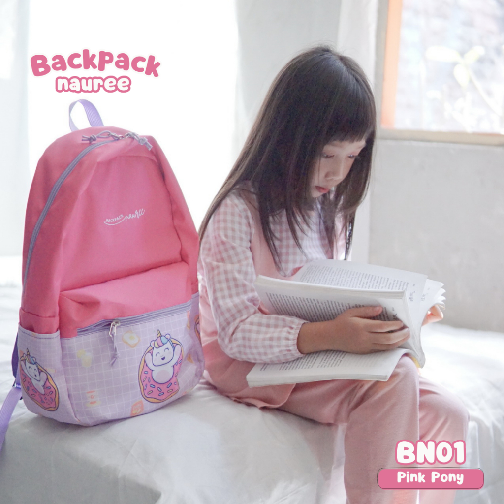 Nauree - Backpack Free Pouch Strap Bahu Empuk Untuk Anak Perempuan Laki Laki Karakter Kartun Gambar Superhero Tali Punggung BN 01 02 03 04 Bahan Cordura Cocok Untuk Anak Sekolah TK SD Modis Berkualitas Awet