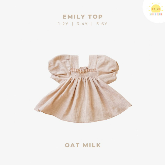 Emily Top 1-6 Tahun Puffy Blouse Linen Anak Perempuan CBKS SNB