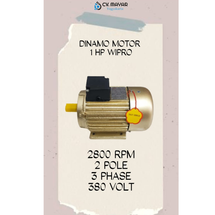 Dinamo motor 1 hp 2 pole 3 phase wipro