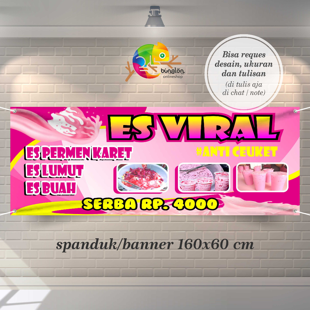 MMT 160x60 Cm Spanduk Banner Es Viral, Es Lumut, Es buah