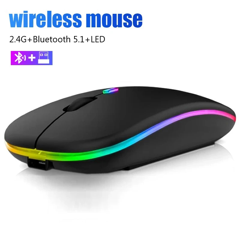 Mouse Wireless Ultra Slim Dengan Lampu LED Ergonomis Silent Click