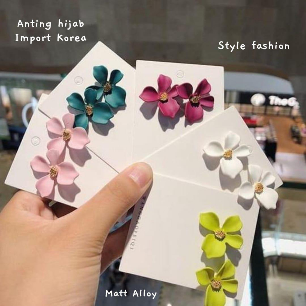 KENAN - Anting Hijab Motif Bunga//Aksesoris Hijab Anting Import