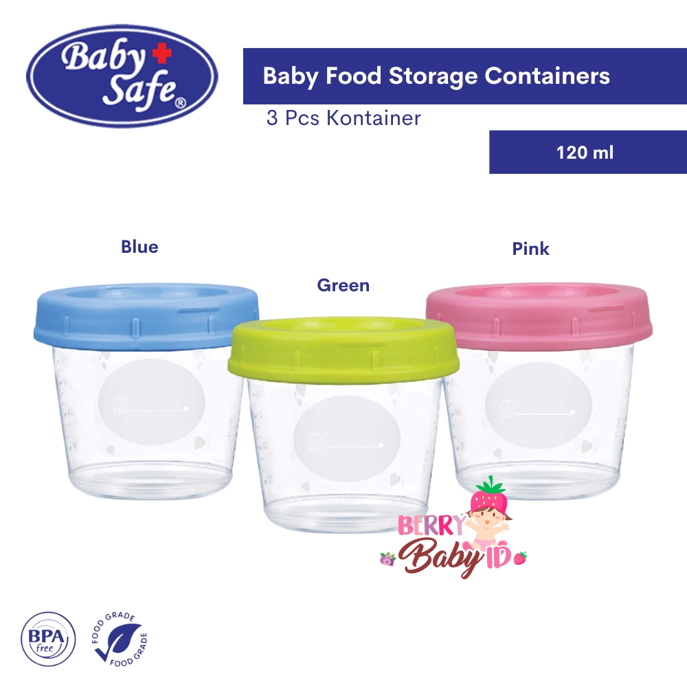 Baby Safe Baby Food Storage Containers 3 Pcs Kontainer MPASI Berry Mart