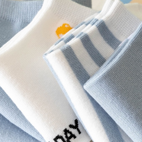 T&amp;Y Kaos Kaki Wanita Motif Garis Beruang Kaos Kaki Ankle Semata Kaki Motif blue Bear Garis Biru 6792 Kaos Kaki Pendek Love Fashion Wanita