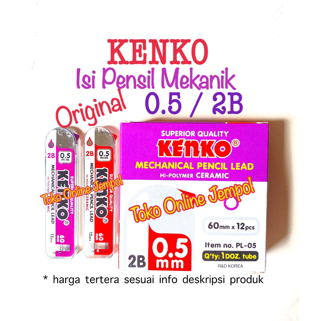 

Isi Pensil Mekanik 0.5mm 2B isi 12 leads KENKO PL-05 mechanical pencil refill ATK1408KN