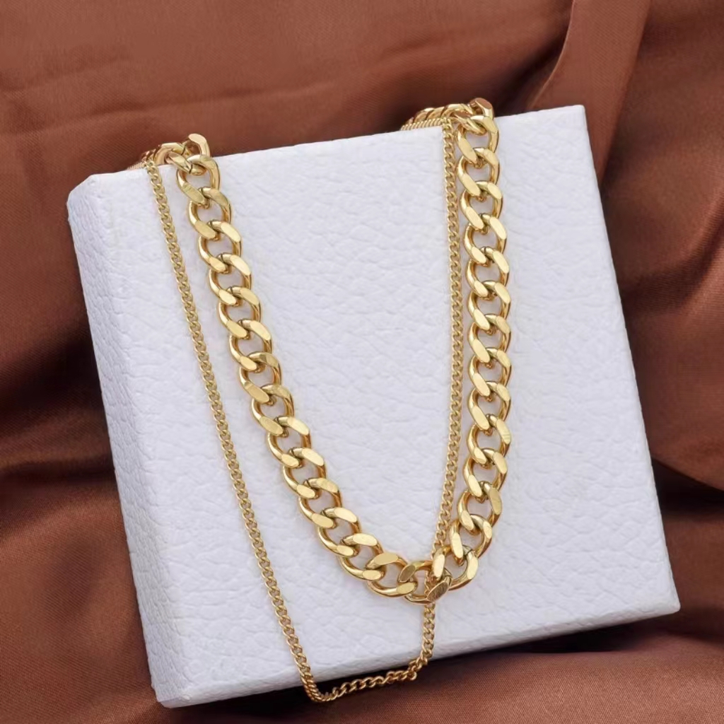 Kalung Rantai Multi-lapis Eropa Dan Amerika, Rantai Klavikula / Kalung Rantai Gaya Hip Hop Retro