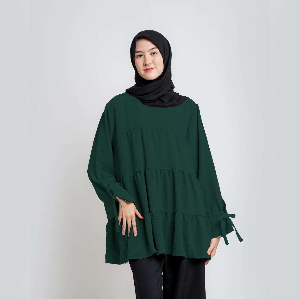 Tunik Dress Crinkle Blouse - Blouse wanita Korean Style - Baju Atasa wanita