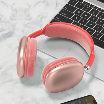 Headset Bluetooth 5.0 Bando Macaron Headphone Wirelass Super Bass STN-01-Merah - XOBOX