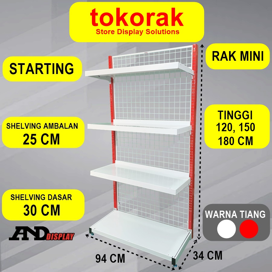 RAK MINIMARKET SUPERMARKET SINGLE STARTING MINI 25 CM RAK GONDOLA WALL END ANDDISPLAY