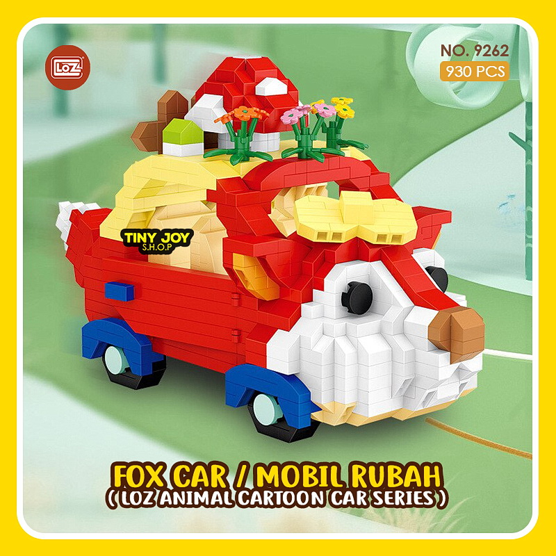 LOZ Building Block ( FOX CAR ) Mobil Model Binatang Rubah - DIY Puzzle Brick Animal Cartoon Car Seri
