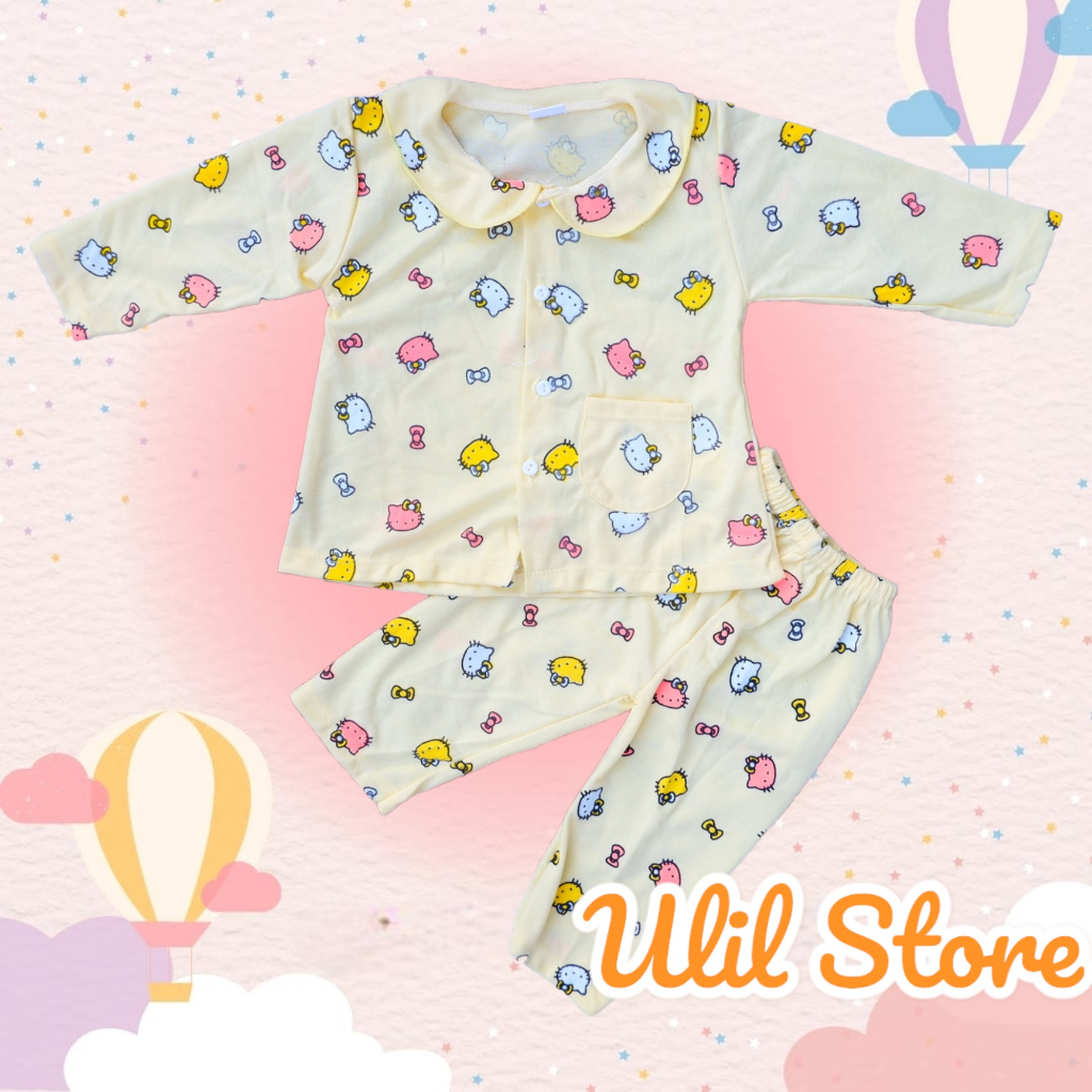 PIYAMA BAYI PEREMPUAN LENGAN PANJANG 3-18 BULAN MOTIF HELLO KITTY