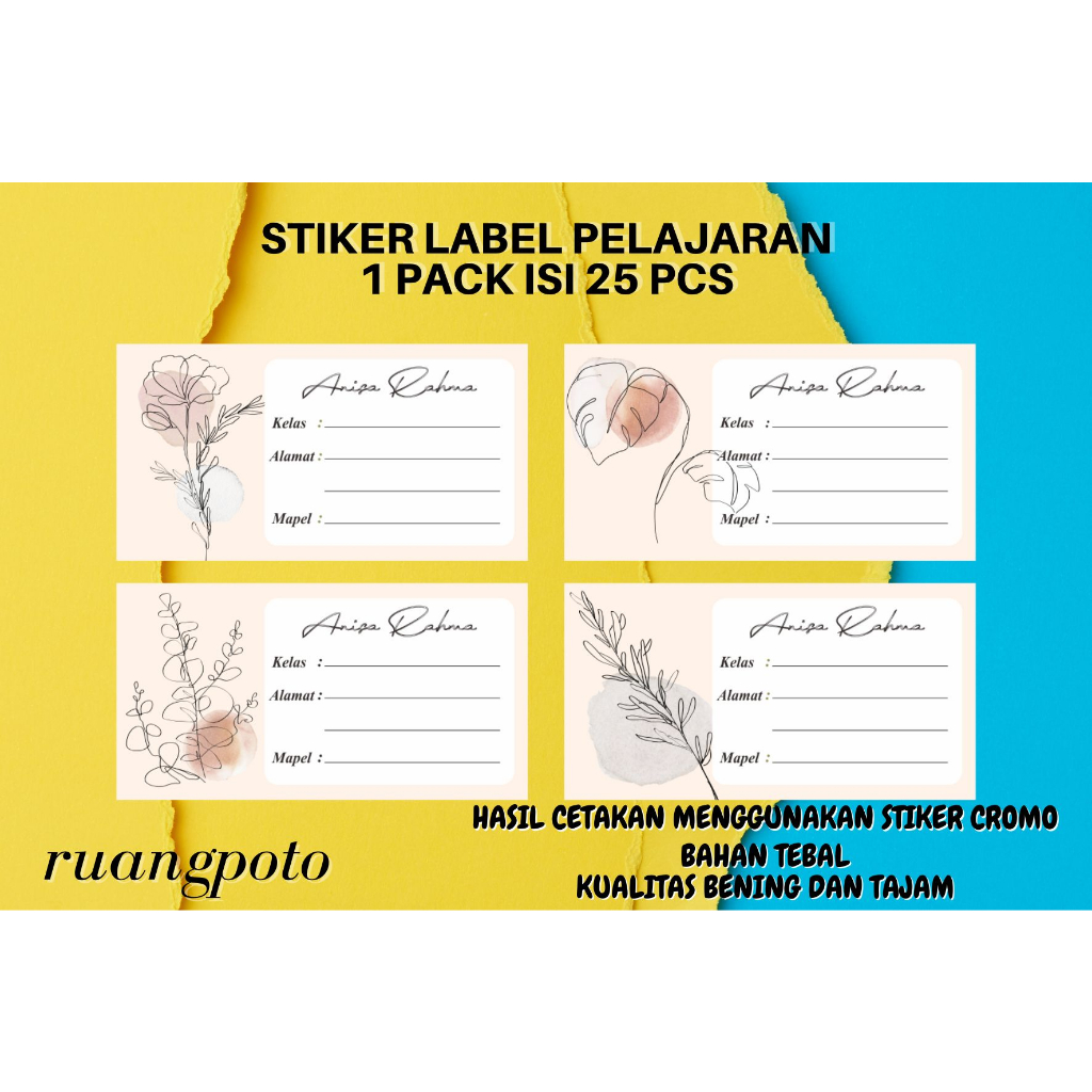 

(25pcs) Stiker Mata Pelajaran Stiker Mapel Custom Nama Motif aestetic Label Buku Pelajaran