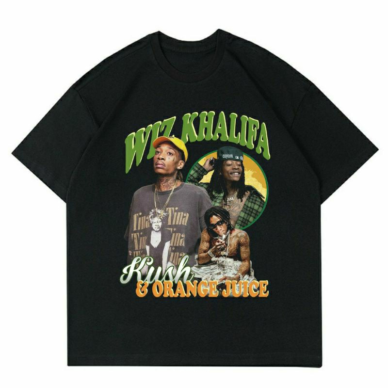 BAJU WIZ KHALIFA "KUSH & ORANGE JUICE " | T-SHIRT KAOS WIZ KHALIFA VINTAGE BLACK | KAOS BAJU PRIA | 