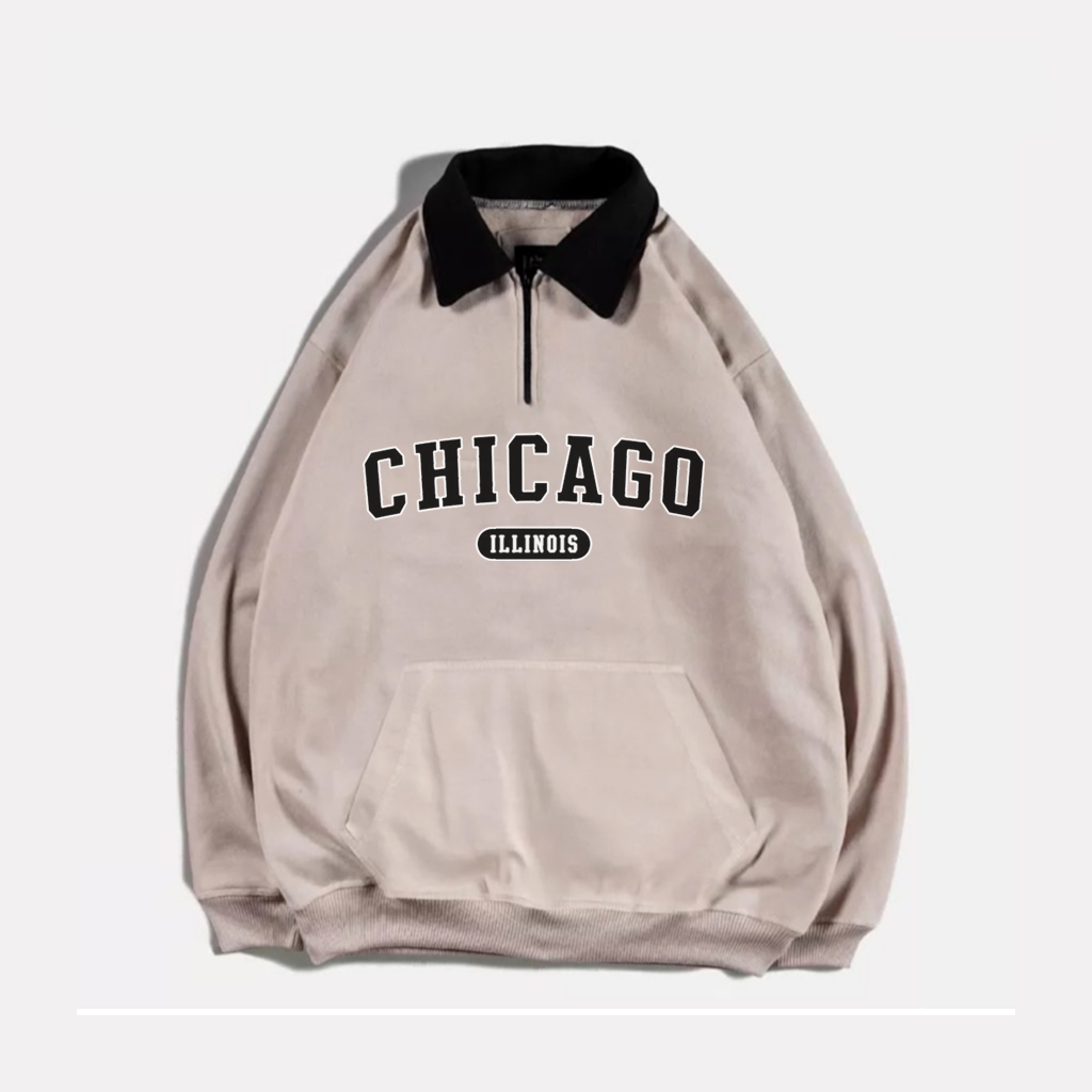 Sweater Crewneck Chicago Berkerah Edition Fashion Trendy Casual Pria Good Brand | Rugby Vintage