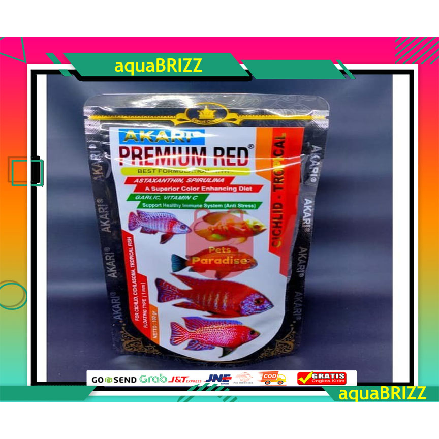 Akari Premium red CICHLID Chiclid Tropical 100 gr 100gr Pelet 1 mm pakan ikan