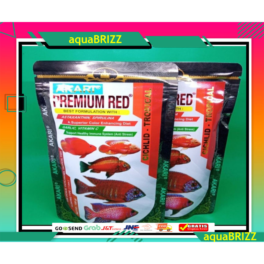 Akari Premium red CICHLID Chiclid Tropical 100 gr 100gr Pelet 1 mm pakan ikan