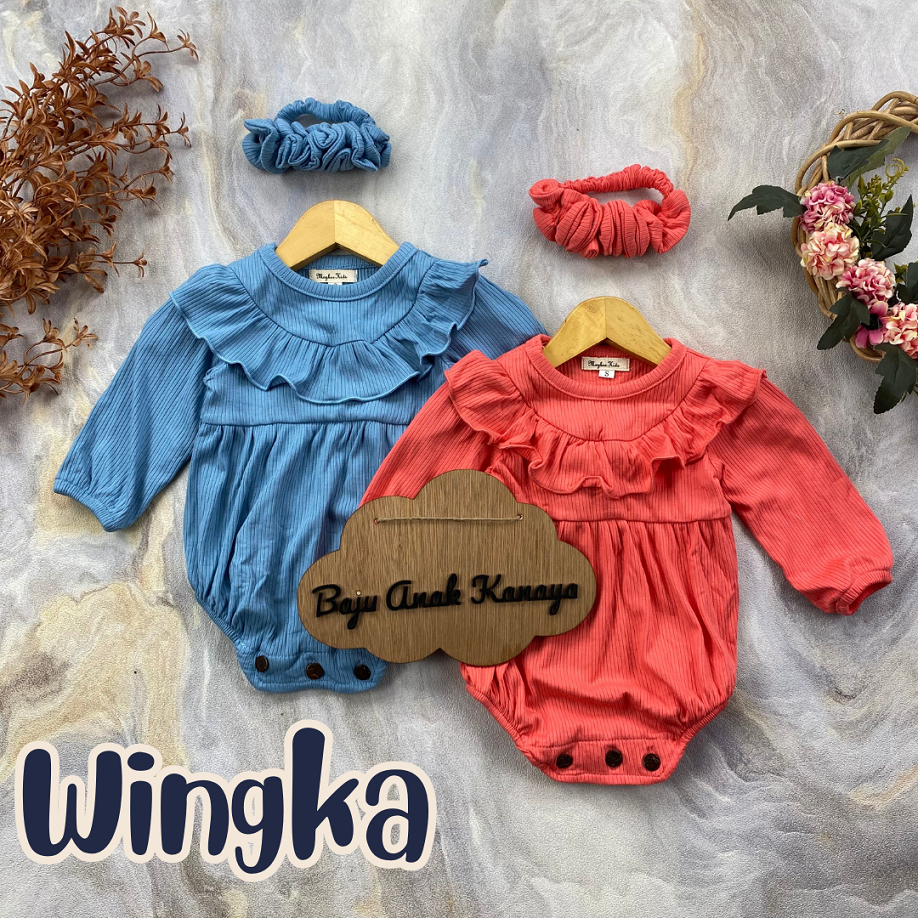 3-18 BLN JUMPER BAYI WINGKA ROMPER BAYI WITH HEADBAND by MYBEE (SNI)