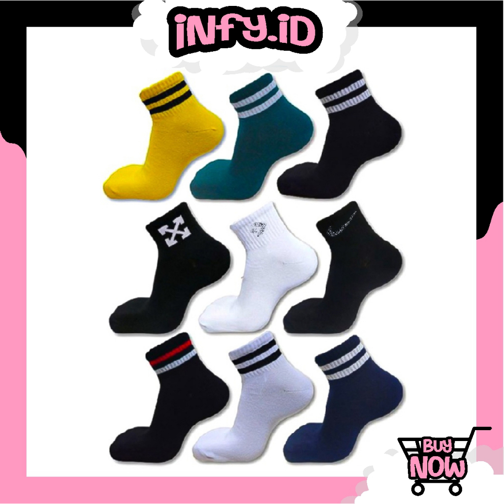 INFY - Kaos kaki Skate OldSchool Pendek / Kaos Kaki Motif Stripe / Kaos Kaki Sport / Sock Semata Kaki KK110