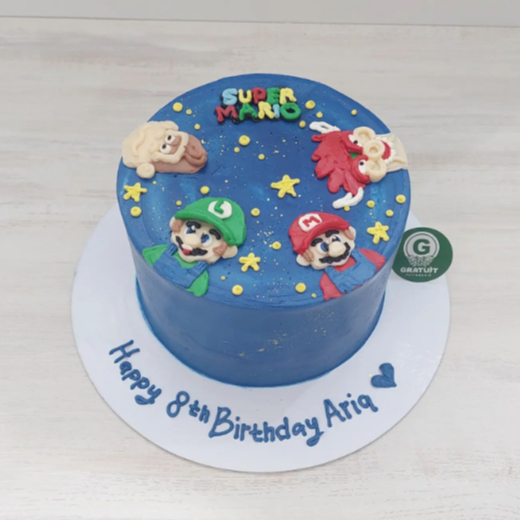 

DESAIN CAKE MARIO BROS FULL BUTTERCREAM UK 15CM / KUE ULANG TAHUN