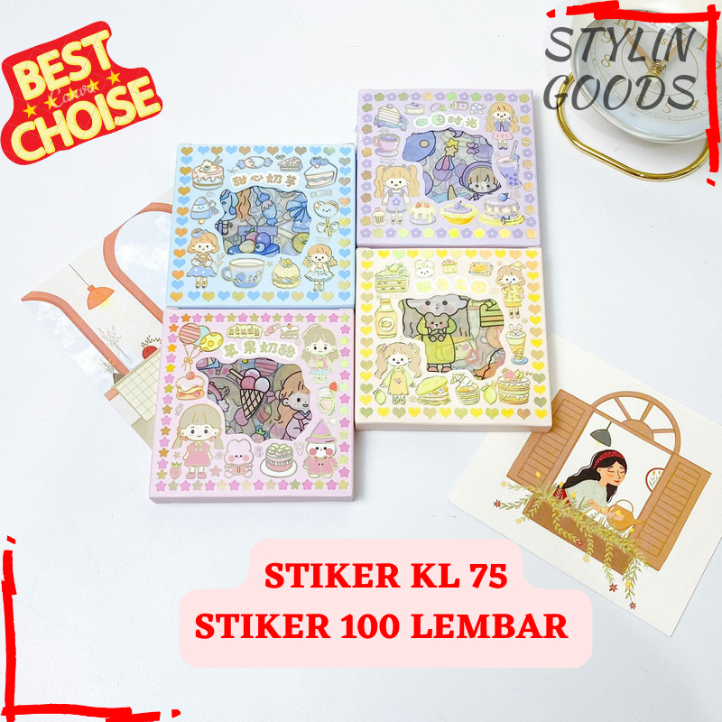 

MINI STIKER 100 LEMBAR KL 75 / STIKER TEMPEL TRANSPARAN CEWE KARTUN / 1 BOX ISI 100 VERSI TERBARU BISA COD