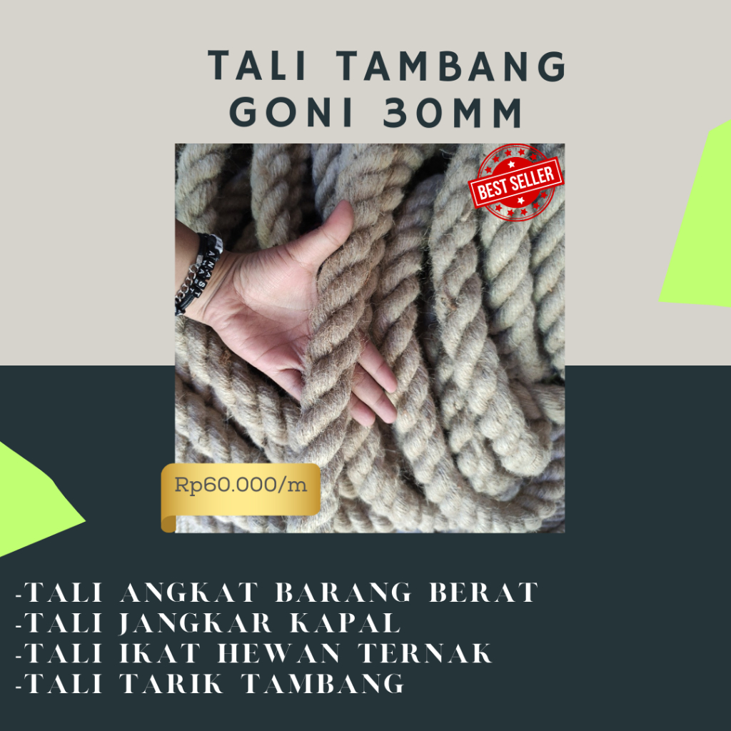 Tali tambang goni 30mm meteran - tali tarik tambang/tali hewan qurban