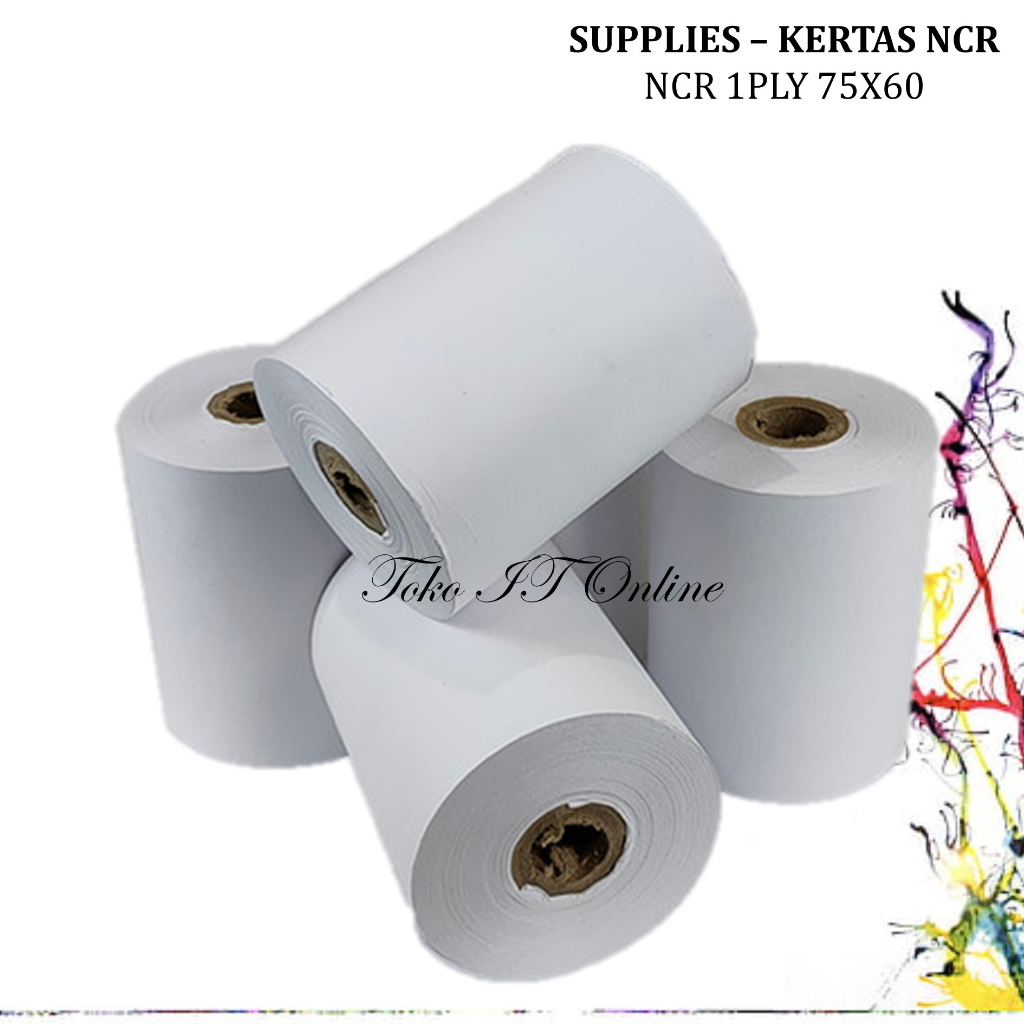 KERTAS STRUK KASIR PRINTER DOTMATRIX NCR 1PLY 75X60 EPSON TMU220 RANGKAP SATU