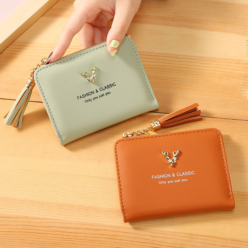 TASBLUE Dompet Wanita Pendek 2023 Dompet Koin Ritsleting Edisi Korea Baru Impor Dompet Wanita Lipat
