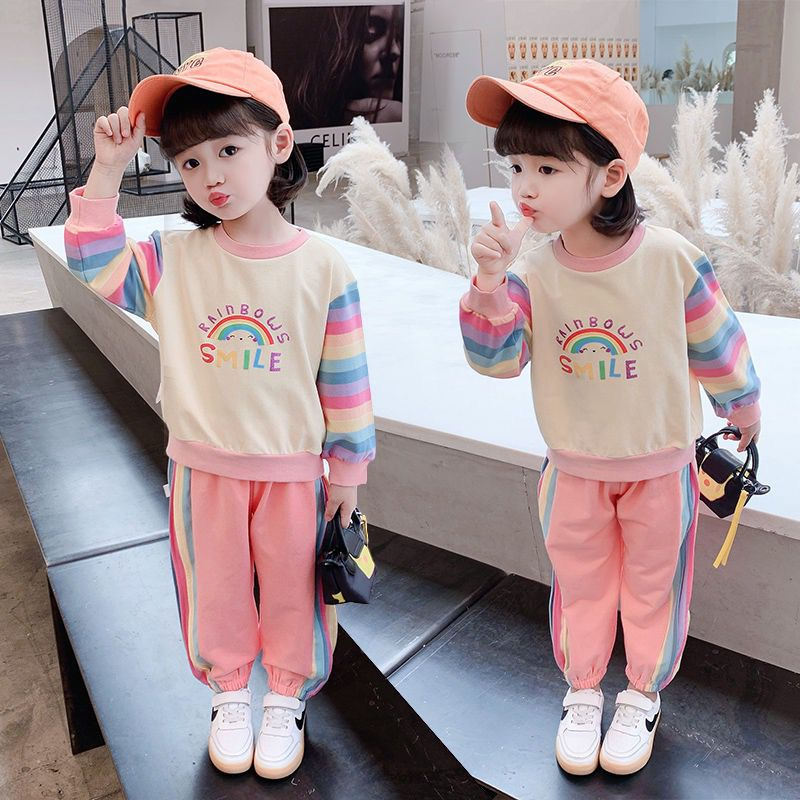 Setelan Sporty Anak Perempuan Motif  Rainbow Smile