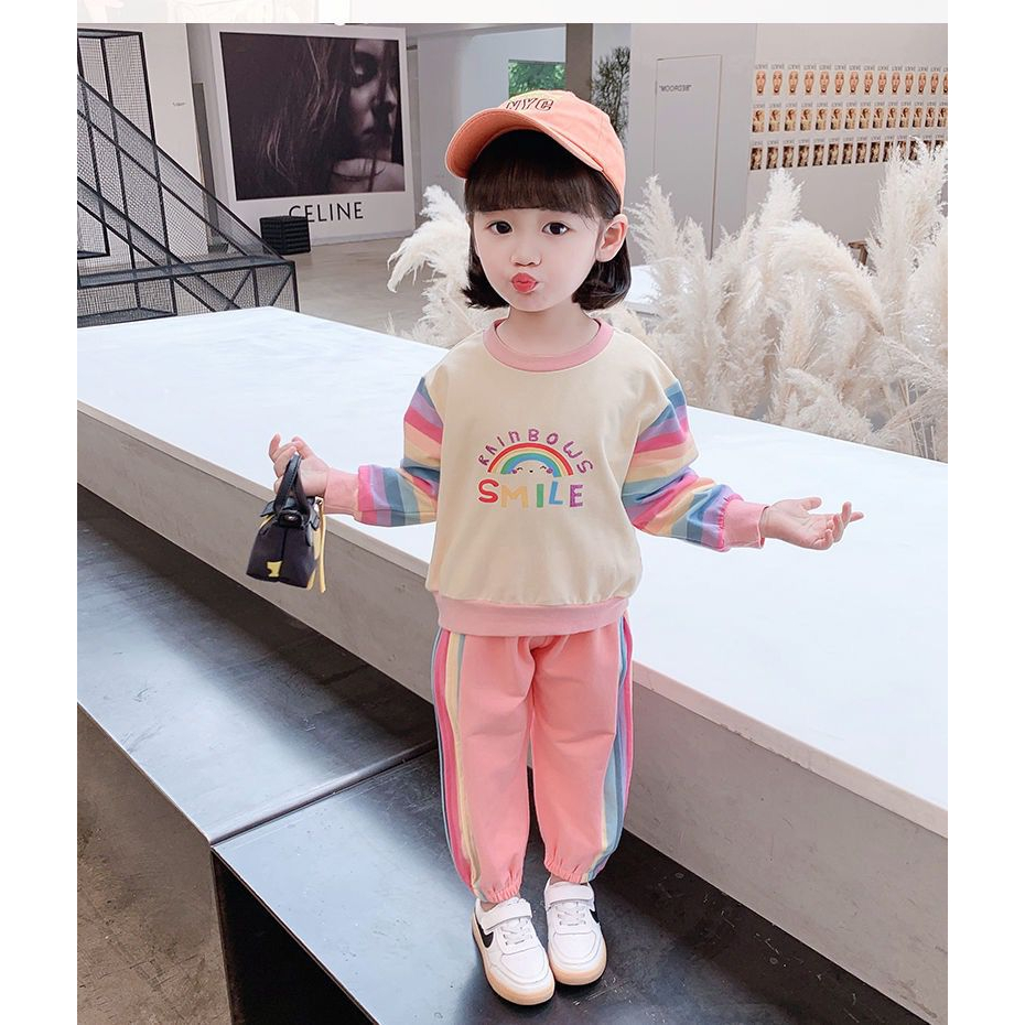 Setelan Sporty Anak Perempuan Motif  Rainbow Smile