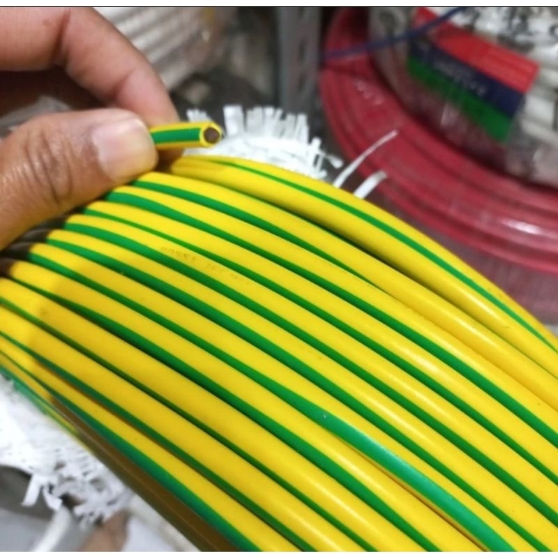Kabel NYA 10mm Kuning Hijau 4 Besar Meteran