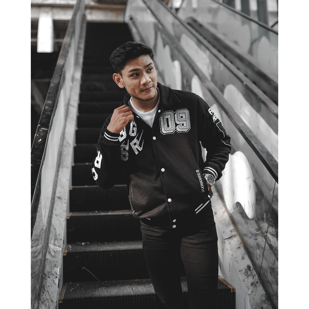 Jaket Varsity Jacket Windbreaker Bordir Tebal Full Cotton Adem Fixel BGSR