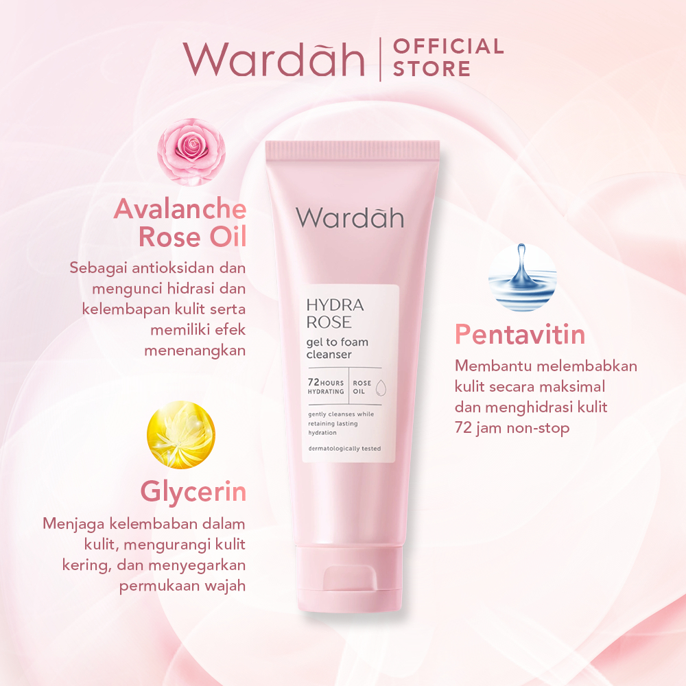 Wardah Hydra Rose Gel to Foaming Cleanser 100ml | Pembersih Wajah