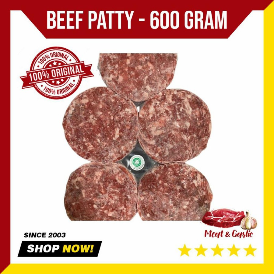 

Beef Patty 100% Australian Beef - Halal- 1 pack isi 5 pcs - 600 gram