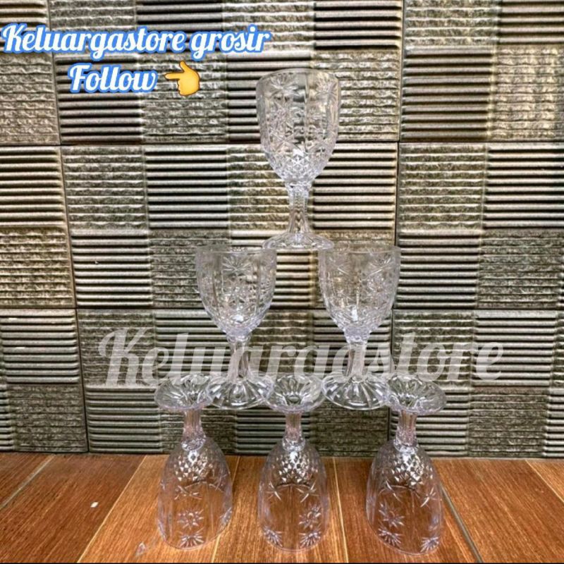 6PCS GELAS KAKI KRISTAL AKRILIK