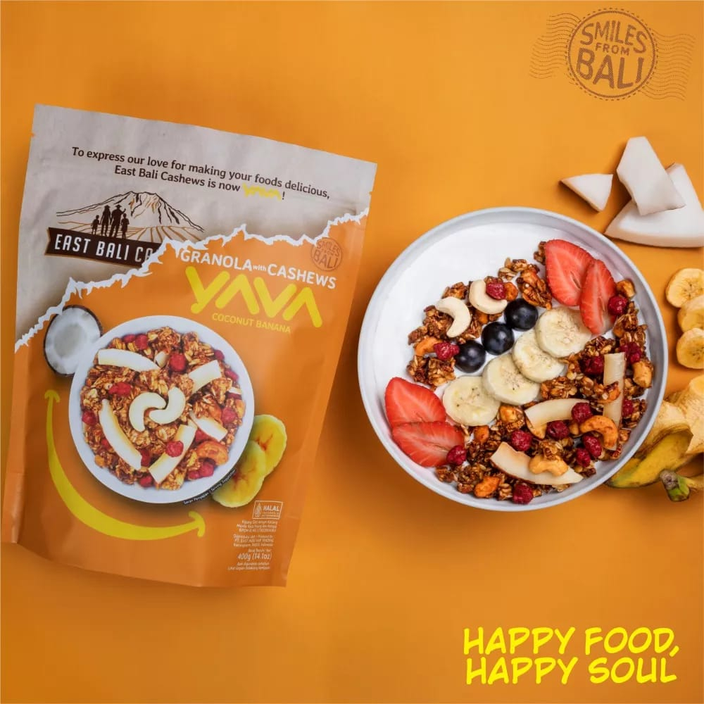 YAVA GRANOLA CASHEWS BITES SNACK CEMILAN SEHAT 400GR | KACANG METE MEDE