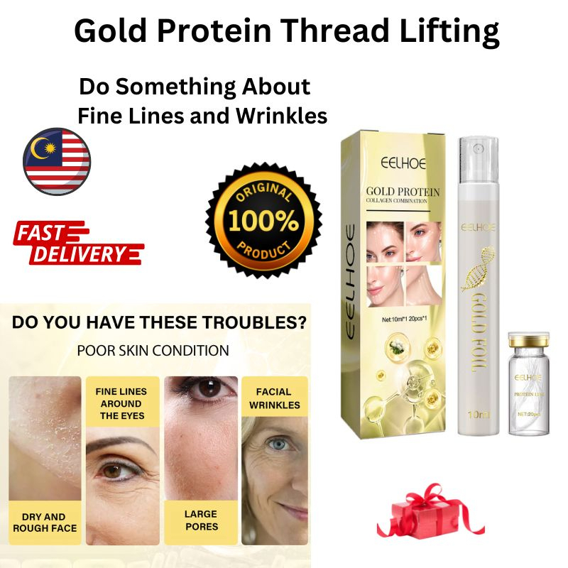 Ready Stocks Gold Protein Thread Line and Essence Wrinkle Lifter- Pure Hyaluronic Acid Serum For Wrinkles