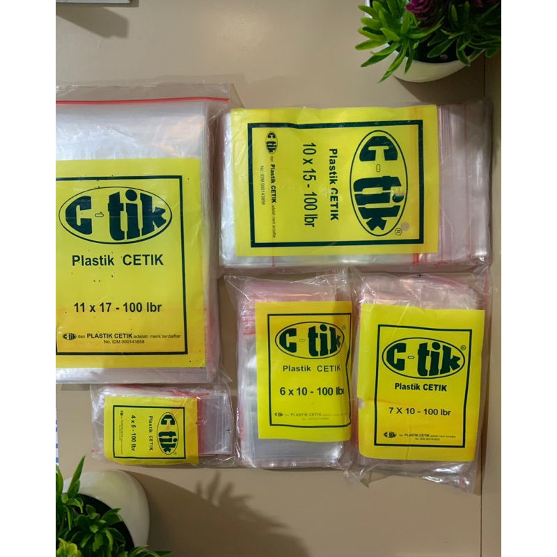 Plastik Klip Cetik Ukuran 10x15 Wadah Sambal Makanan Merek C-TIK Obat 100lembar Kantong Serbaguna Bening