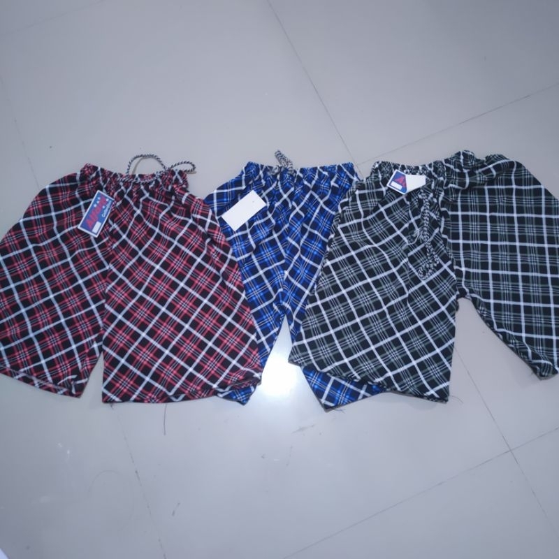 Celana pendek wanita L fit XL waffle selutut kulot pendek harian santai kotak ( kulot selutut )