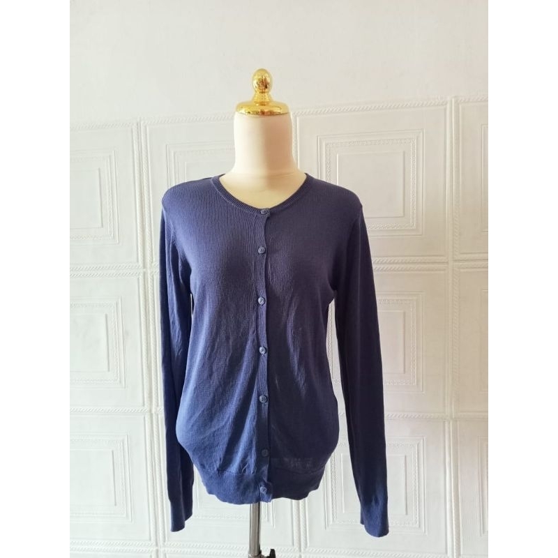 Baju Wanita Cardigan Biru Dongker Outer Lengan Panjang #05 - Preloved / PL / Thrift