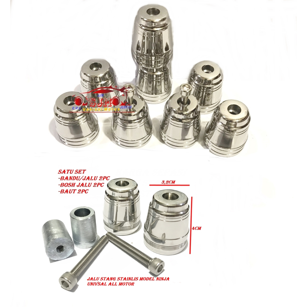 JALU STANG STAINLIS NINJA KROM ISI 2PC JALU STANG BESI STAINLIS PADAT UNIVERSAL ALL MOTOR JALU STANG STAINLIS  JALU STANG PCX HARGA SEPASANG