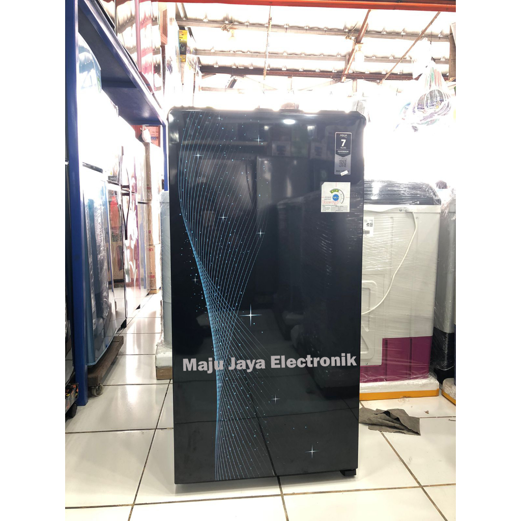 Kulkas 1 Pintu AQUA AQR D185 MSB/MSG Low Watt 50W 145 Liter Garansi 7Th Black Series With line