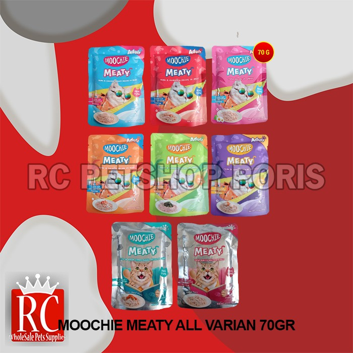 Makanan Basah Kucing Moochie Meaty Wet Cat Food Pouch Sachet 70 gram