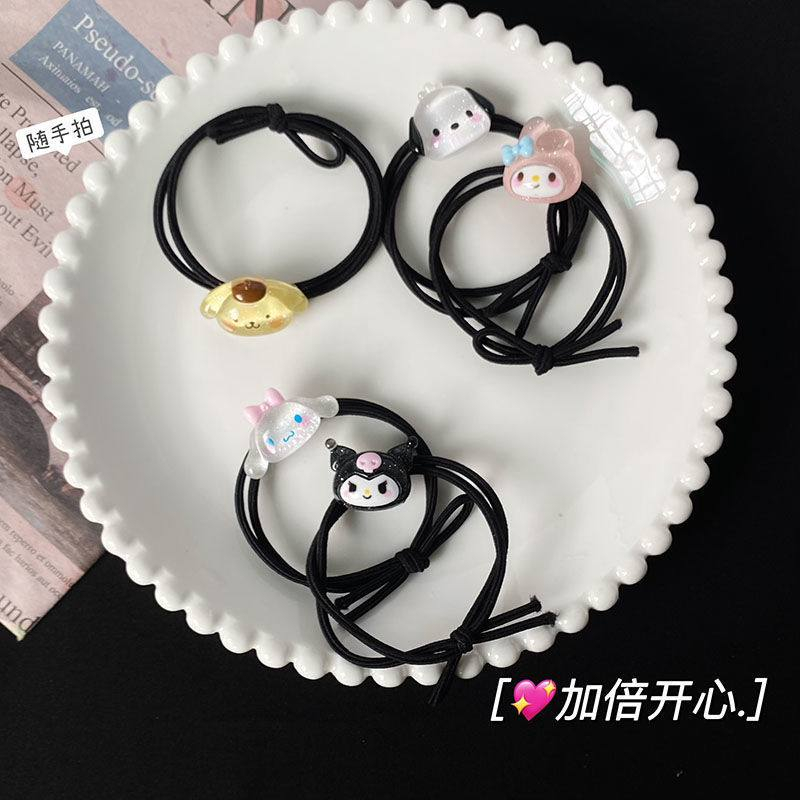 IKAT RAMBUT HAIR TIE MELODY CINNAMOROLL KUROMI POMPOMPURIN POCHACCO DOG TALI HITAM HAIR ACCESORIES AKSESORIS RAMBUT IMPOR KARET