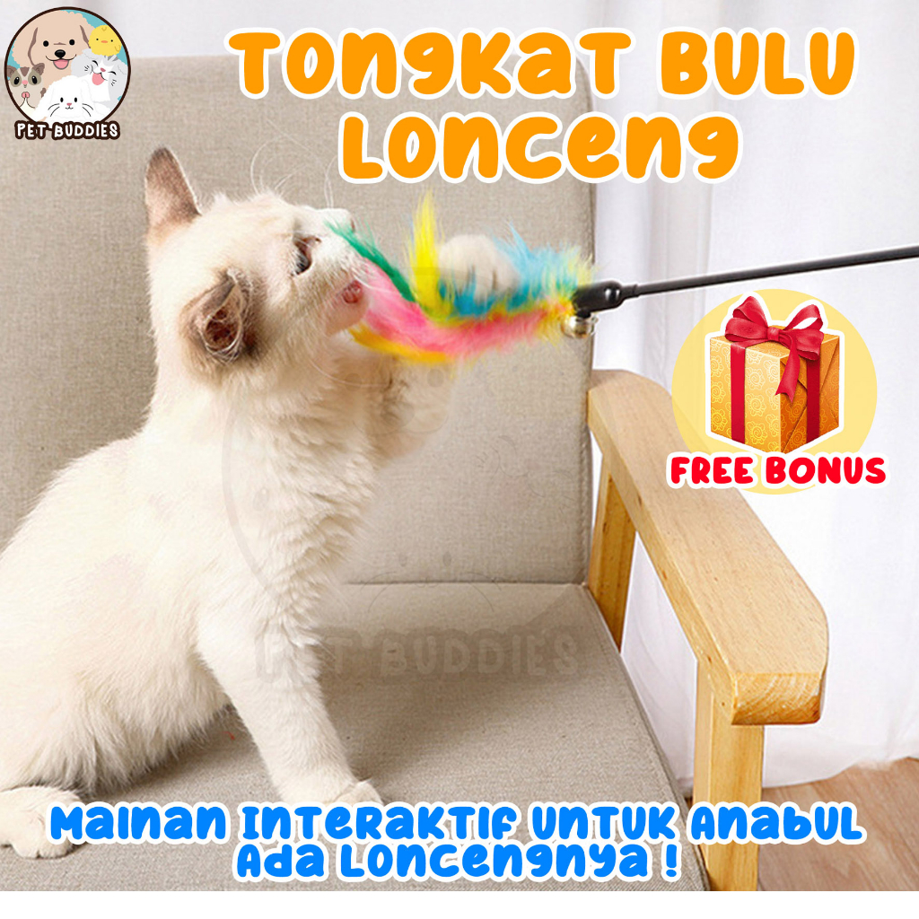 Mainan Stik Kucing Tongkat Bulu Lonceng