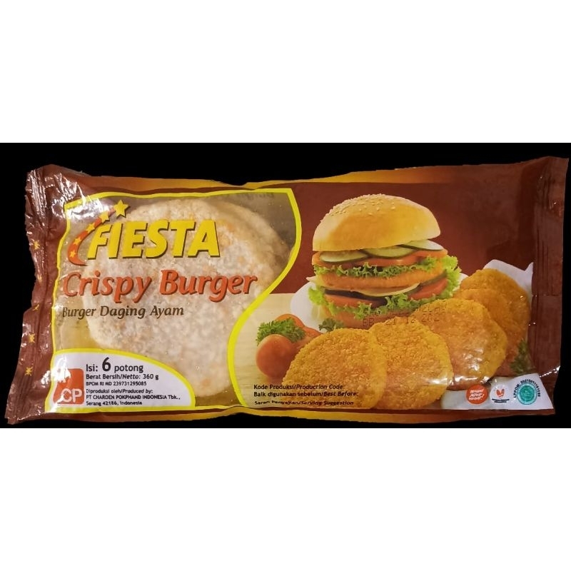 

fiesta crispy burger 360gr / daging burger ayam