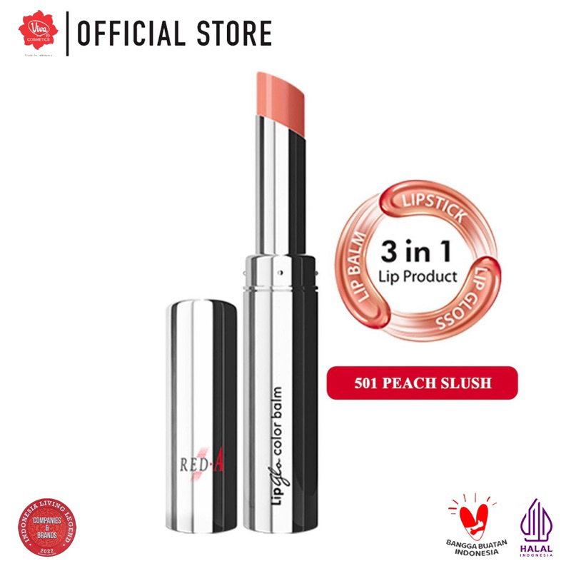 Red-A Lip Glo Color Balm 3 in 1 - LIPBALM Glow LIPGLOSS &amp; LIPSTICK Medan Celebshine