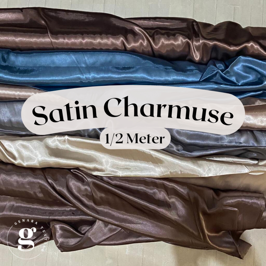 ½ Meter Kain Satin Silk Charmuse PREMIUM / Satin Silk Maxmara Kilap / Sateen Sutra Luxury / Saten Ch