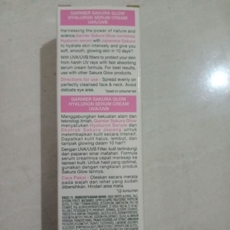 GARNIER SAKURA GLOW SERUM CREAM UV 20 ml